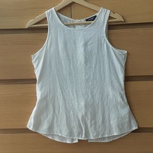 Lord & Taylor 100% Linen Sleeveless White Button Tank Top XS Petite